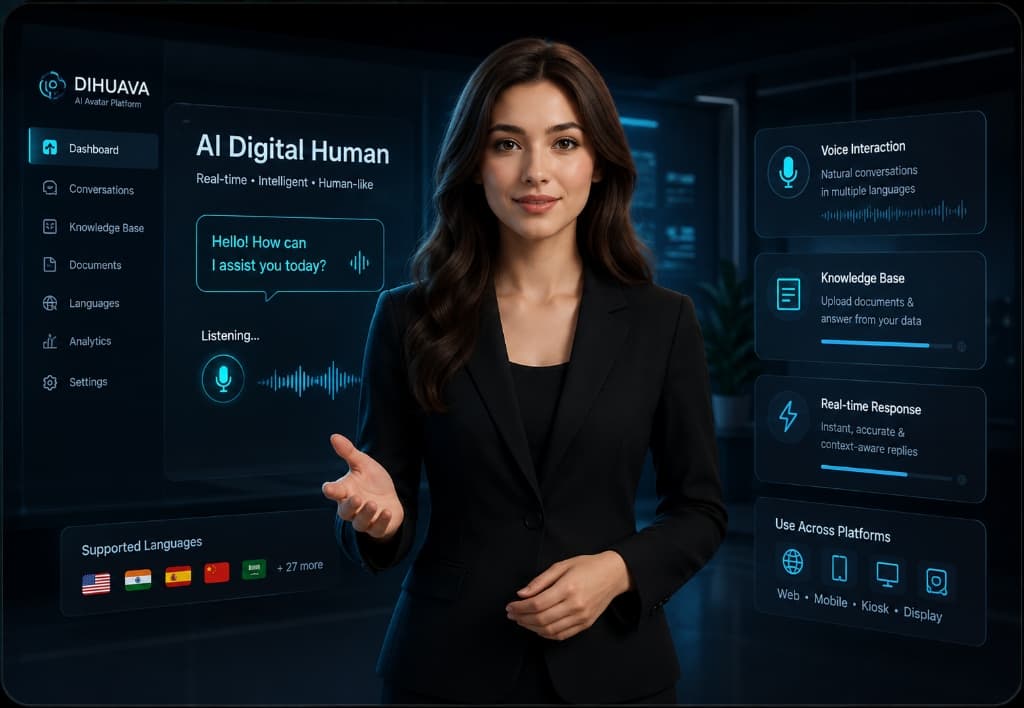 DIHUAVA AI Digital Human Platform Dashboard